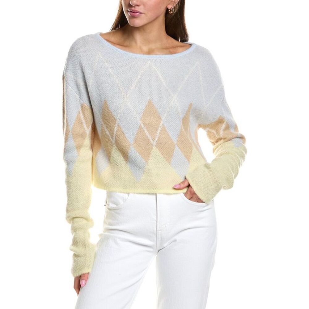 Rowing Blazers Womens  Argyle Long Sleeve Wool & Mohair-Blend Top